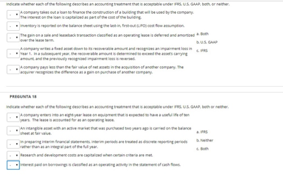 Indicate Whether Each Of The Following Describes An Accounting Treatment That Is Acceptable 