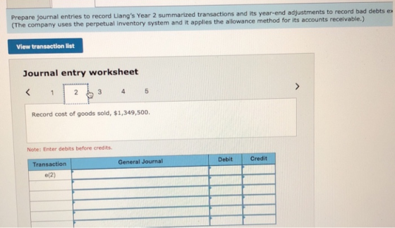 Prepare journal entries to record Llangs Year 2 summarized transactions and its year-end adjustments to record bad debts ex