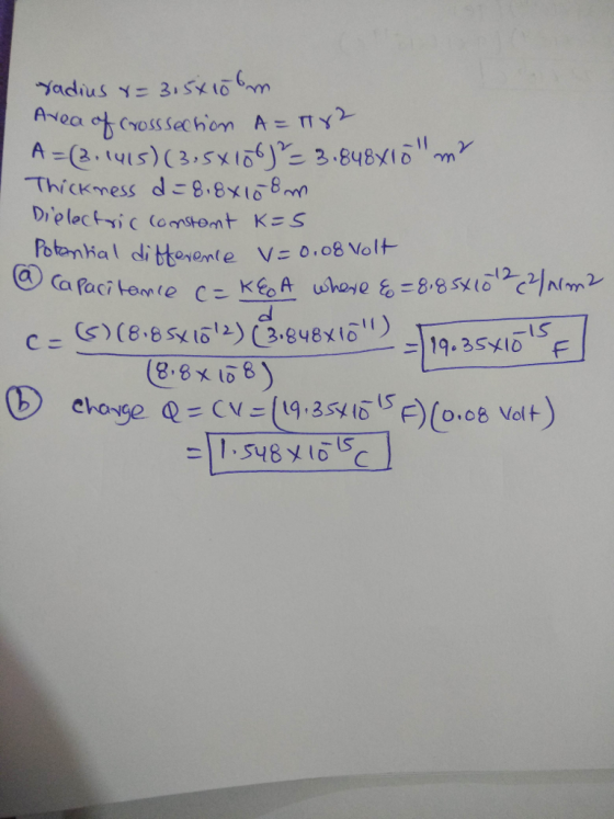 A (2tis)(3.sx Io6) 3.8481 c ะ (s) (8T sexli) c3.evexto)-Eas.isid (8.8x108〉 ehoy change Q= CV-(19,346(SF)(008 Volt)
