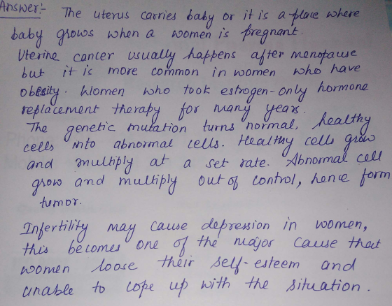 usne 入-The uterus carries baby or itis atace hohere Vterine canter usually happens after menotaue but it ic more common in women hoho have D beeity hlomen hwho took estrogen-on ly hormone enehc mulation turns normal cell mto abnormal cells. Healtmy cells ga and muliply at a set rate.Abnormal call tumor. Inkertiliy may Cause dlapresion in voomen, me n /loose their sey、esteem and nable to oeith the sihuation ひDonne