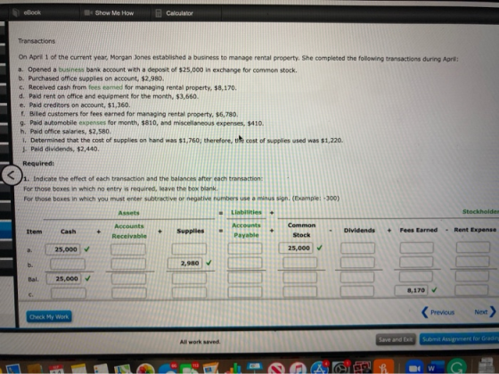 eBook Show Me How Calculator Transactions On April 1 of the current year, Morgan Jones established a business to manage renta