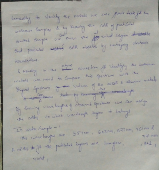 Generally to identity the metals we use plans tests d e eenknown Samples & by knowing the cold og particulat U of Or ermitted