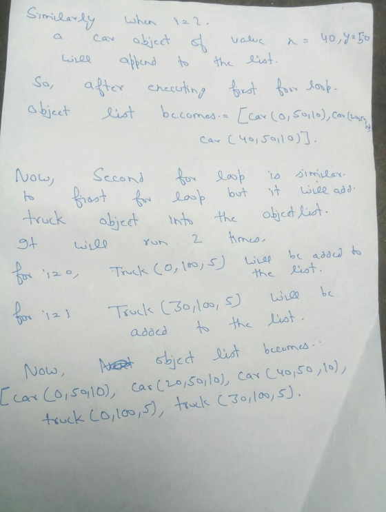 Similarly 122. whee So, When object of value n = 40, 4250 append to the list. after checuting first four look- list [car (0,
