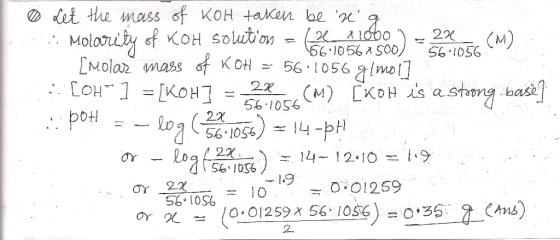det the mass of KOH taken be Molarby f KOH So uition Nolar mass KOH COH 22 (M) S6.1056 56 1056ASO0/ 56 056 aImo! 22 - ΚΟ (M