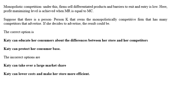 Monopolistic competition- under this, firms sell differentiated products and barriers to exit and entry is low. Here, profit