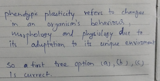 phendypie pleashcity vefex refers to change and psiolog ung So a fivst tree option (a),(b is urrech