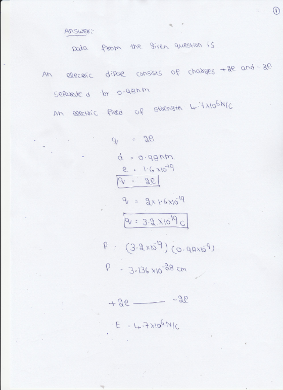 Ansuves Dola Pom the iven Question Ah elecic dipue conssis op chonges +ae and ae Scaialeabr o Q5hm as ae