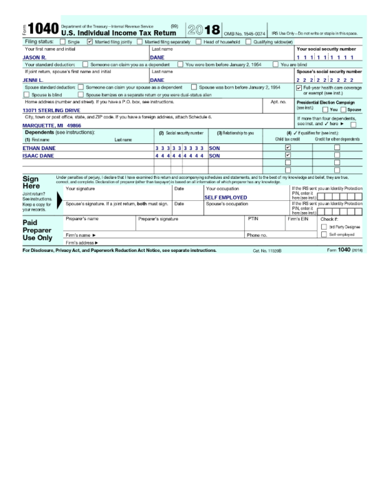 49 E T IA Department of the Treasury --Internal Revenue Service 99) U.S. Individual Income Tax Return OMB No. 1545-0074 IRS U