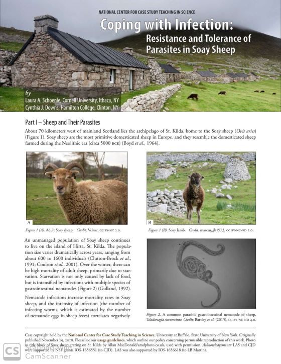 NATIONAL CENTER FOR CASE STUDY TEACHING IN SCIENCE Coping with Infection: Resistance and Tolerance of Parasites in Soay Sheep