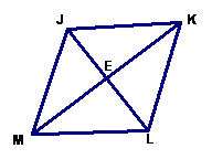 image of rhombus JKLM with diagonals JL and KM intersecting at point E
