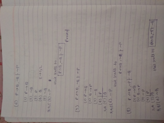 (6) Po.-at wp (2) (3) P (4) Q E12 3,4,5 (6)~P D . this leads to P>0,- Proved (7) PEQ, ~Q t ap (3) No (4) P 4,4 (5) 3,4,516) ~