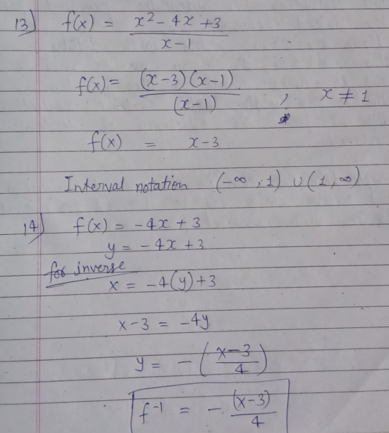 13 f(x) = x² - 4x +3 x-1 f(x) = (x-3) (x-1) 2 x X-3 f(x) Interval notation .(-00 ,, 1) u (1,0) 14 f(x) = - 4x + 3 y = - 4x +3