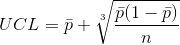 UCL=\bar{p}+\sqrt[3]{\frac{\bar{p}(1-\bar{p})}{n}}