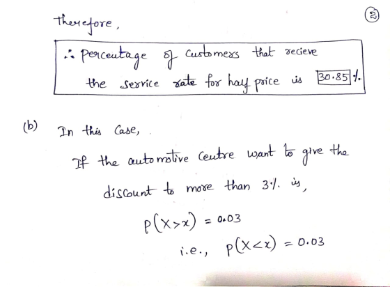 therefore, ** percentage I the service of recieve customers that recieve ] rate for hay price is 30.851 | 1. (b) In this case