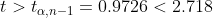 ta,n-1 = 0.9726 < 2.718
