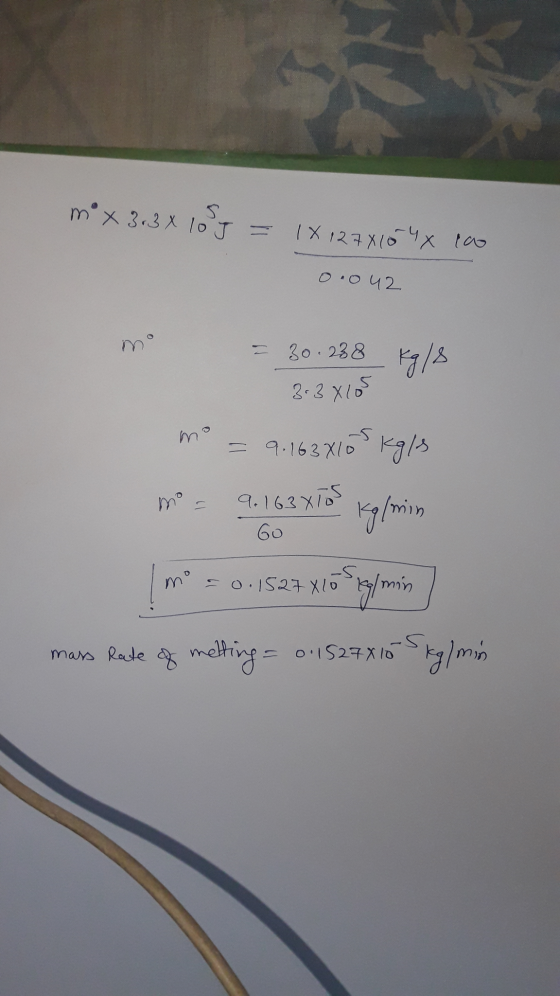 m x 3.3 x 1057 1X 127X10 4x cao 0.042 mº = 30.238 Kg/S 3.3X105 mo -5 = 9.163x10 kgls 9.163XTOS kg/min mo 60 mo 0.1527 Xlo23/m