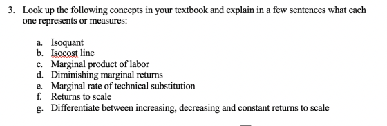 3. Look up the following concepts in your textbook and explain in a few sentences what each one represents or measures: a. Is