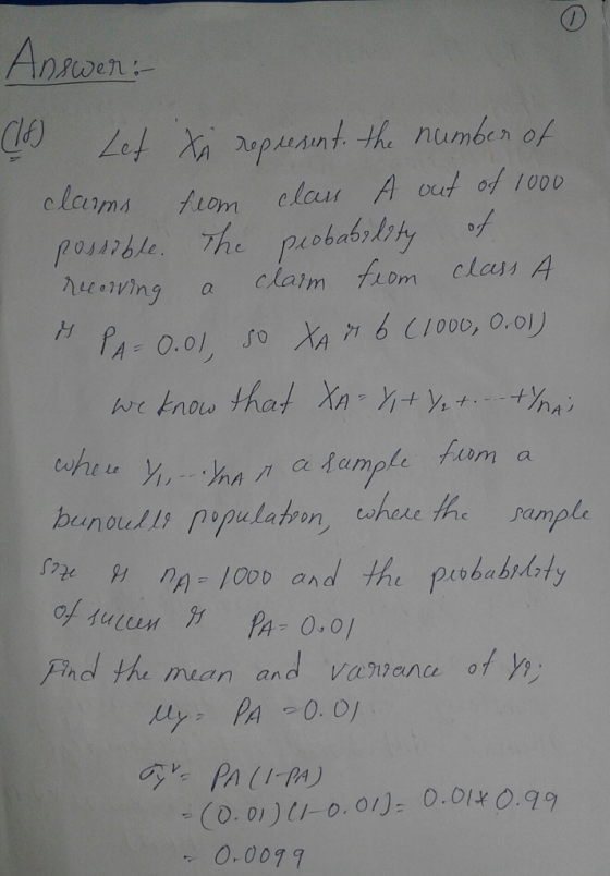 in a claim m cless ry yaom a />一(.hn M afamole 1oo and the pbby r2 FInd the mea n and vamance of yo (0.0リti-0.01)-0.01+0.99