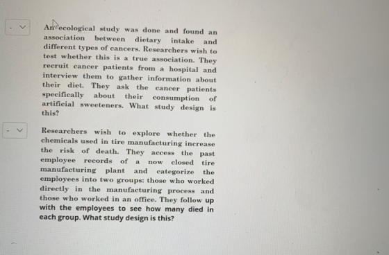 Anvecological study was done and found an association dietary different types of cancers. Researchers wish to test whether th