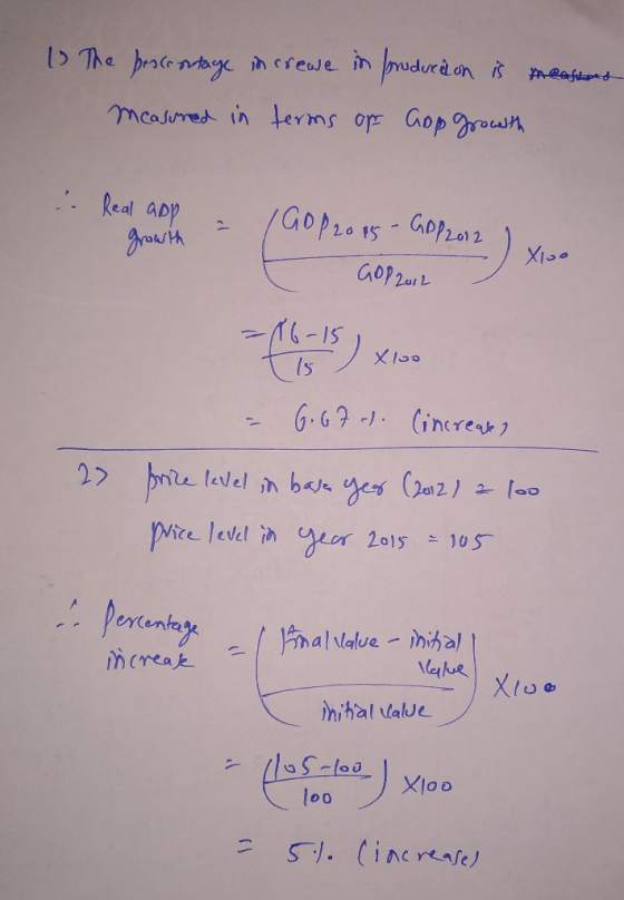1. The procentage increase in prudved on is meashond Measured in terms of Gop growth . Real app a GoProps - GPP2012 ) Xloo GO