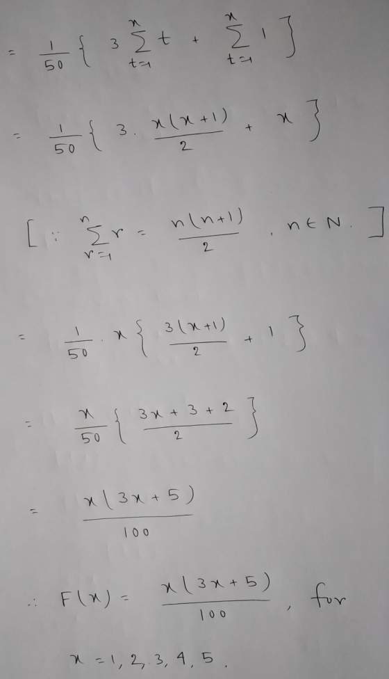 하 3 Štt E] 1 50 ta ta الس u 3. nln+1) 50 2 [: Er n(n+1) nt N. ] r = 2 ra 3 (2+1) + 2. n 3n+3+2 { 50 2 al 30+5) 11 100 al 3x+5