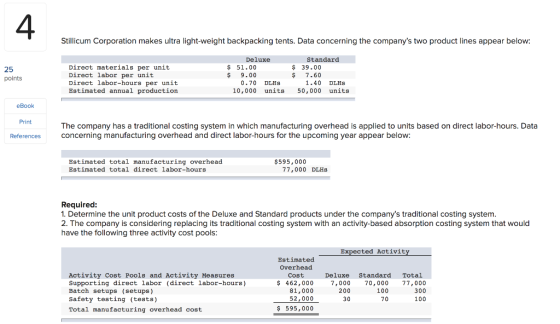 Stillicum Corporation makes ultra light-weight backpacking tents. Data concerning the companys two product lines appear belo