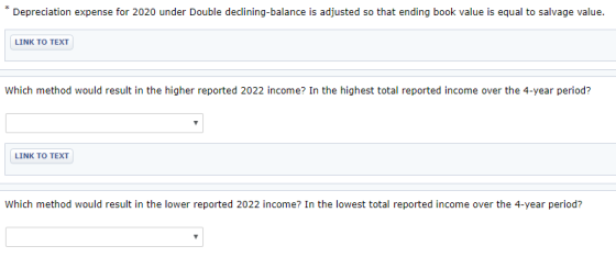 Depreciation expense for 2020 under Double declining-balance is adjusted so that ending book value is equal to salvage value.