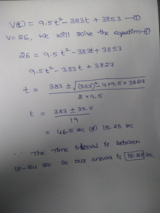 VE)ニ 9.sta-382t + 3853-eD 95283t 3827 匕 t = 383 ±./ (38:2-4#9.513884 t383 + 35.s 19 46-5sec Cg) 18-28 sec The