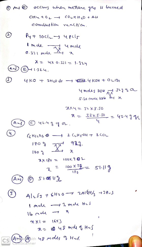 . And ooccurs when methane gay is burned Ctuto2 combustion COLTH₂O + Al reaction. Py + 10ch upels Inde unde 0.311 mde x a = 4