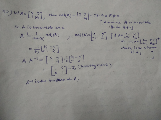 1 14 1143) So A i hrventible and 1 adj(k) wheaAij )っtte cofactor 1「14-9 咩aiǐ