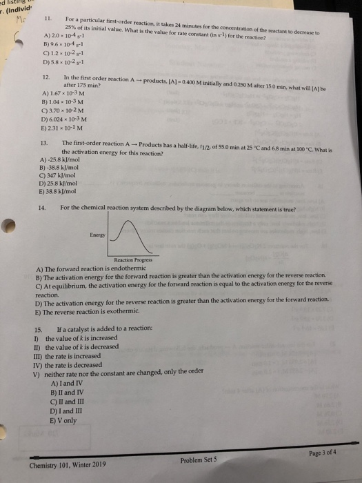 d listing r. (Individ For a particular first-order reaction, it takes 24 minutes for the concentration of the reactant to dec