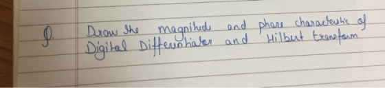 Drow the magnitud and Digital Differntaler and phare characterstic of Hilbert transform