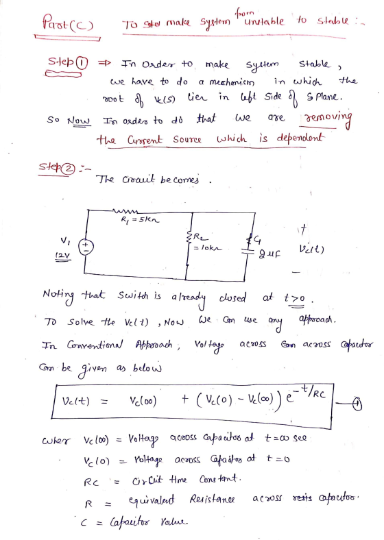 Past) from To sto make System Unilable to stable : Step o = - In order to make system Stable ) we have to do a mechanism in w