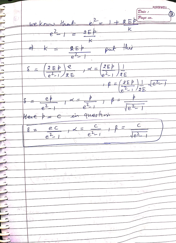 -PAPERWELL. Date : Page no. we know that er e² Eb a k = QEb + q Epl k sk put this at Ballet Test e 2, E moeten e there pa e