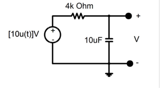 4k Ohm [10u(t)]V 10uF +