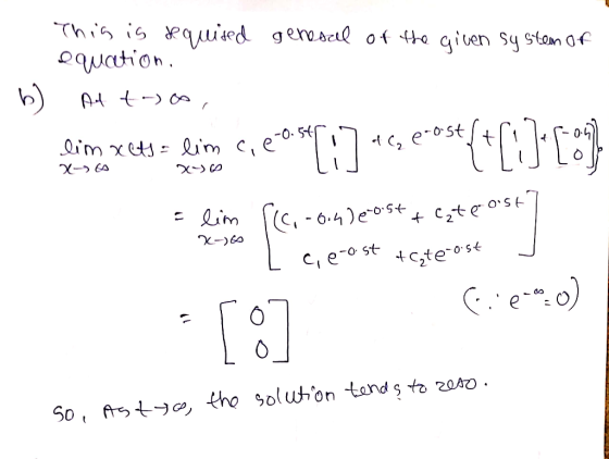This is required genesel of the given system of equation, At too, b ) lim xets = lim ciec **[:] of C, e cost *{* (11739 2-6S