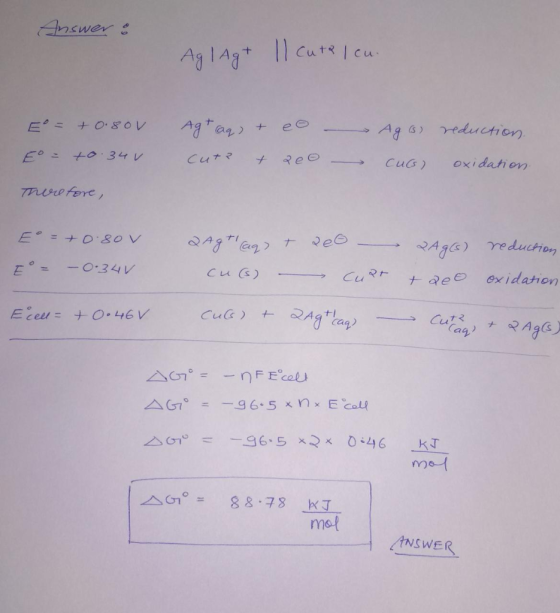 Answer & Ag | Ag+ 1 cute lcu. E = +0.80V Eo = to 340 Ag + caq) + cut? + eo - 200 Ag (s) reduction. cucs) oxidation. Therefore
