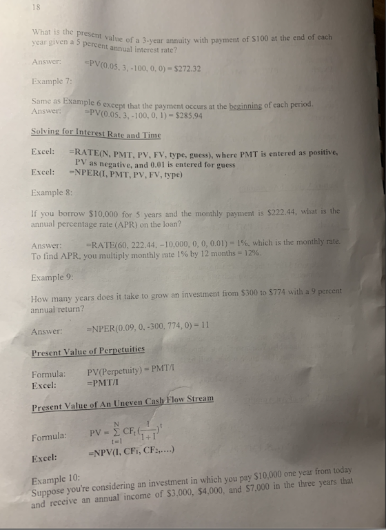 What is the present value of a 3-vear annuity with vear given as percent annual interest rate? lue of a 3-year annuity with p