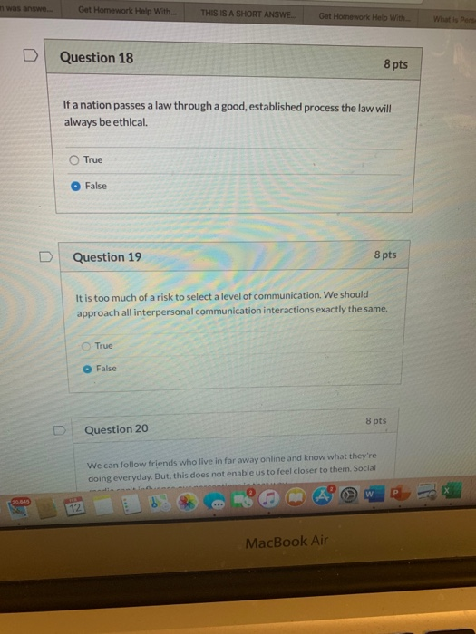 n was answe. Get Homework Help With... THIS IS A SHORT ANSWE Get Homework Help With What is Pers Question 18 8 pts If a natio