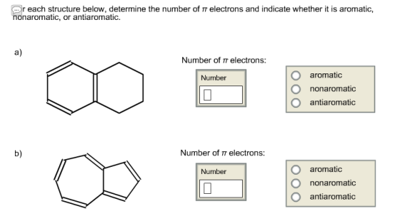 For each structure below, determine the number of