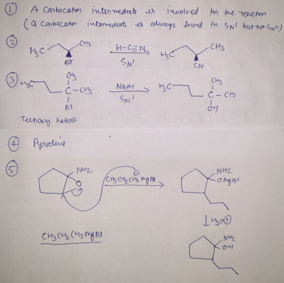 A Canbocatm ntumedrat u jnvolved m the neaeten (a carbocahon intonediat alway fed m SNI but nt Sy2 CH3 H-CEN CM3 SNI CN ーと-cn