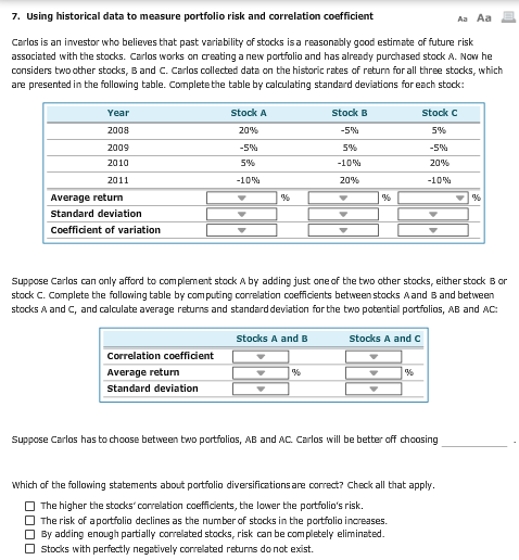 Using historical data to measure portfolio risk an