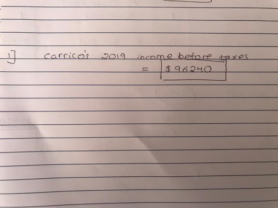 u Carricos 2019 income before taxes $ 96240