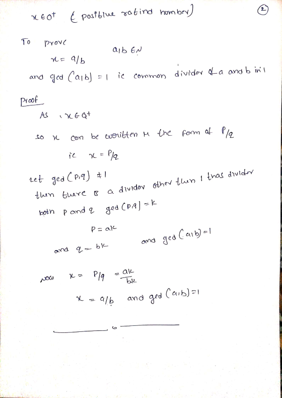 nEOT { positive ratind homber) To prove - alb EN n=alb ged Caib) = 1 ic common and divider of a and bins Proof AS IKGQ+ the f