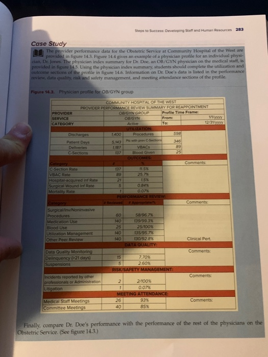 Steps to Success Developing staff and Human Resources 283 Case Study .............. The provider performance data for the Obs