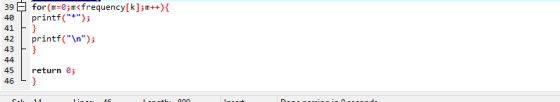 39 for(m-mfrequency[k]im+) 40 printf( 41 42 printf(In) 43 45 return 0; 46