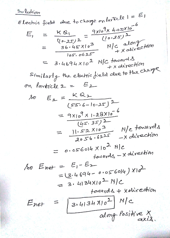 E kechic freld due to chame on (a1 6 622 N/c alon +xaurecHon Similarly tha eloctric Hel clueto thca 9-γ 2. alone-Positive