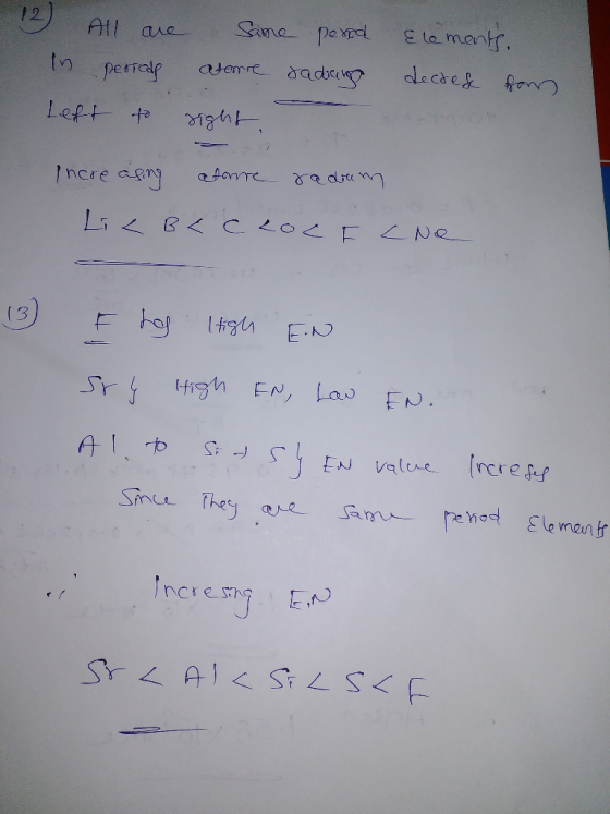 12 All are periods in same pered atome radang right Elements. decres for left to increasing atone radam LiLBL CLOLE Cne F tog