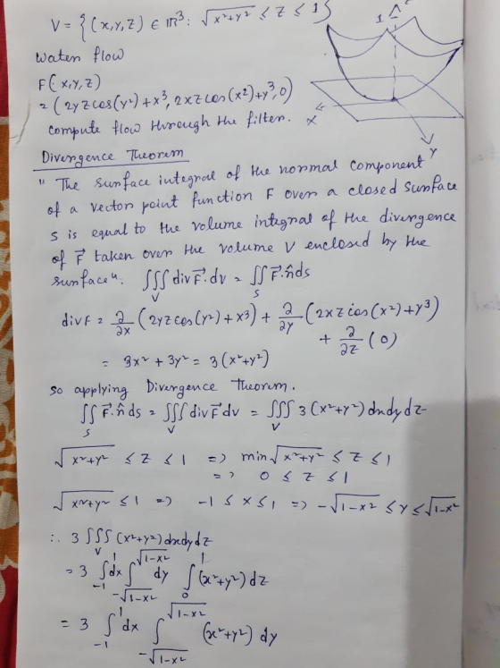 4 {(x, y, z) e 173: Sxxy? (7513 water flow F(x,y,z) 2 ( 282603(y-) +x3, 2x2 609 (x2)+420) compute flow Hirough the filter. x
