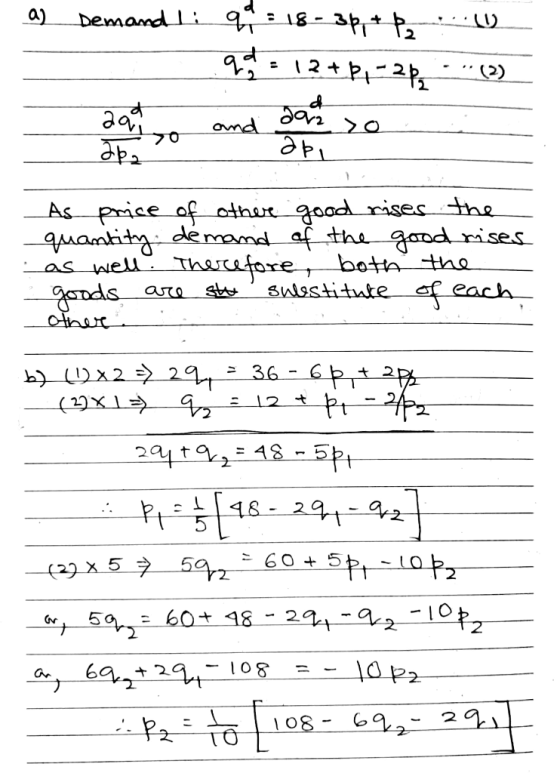 B 18-3P DemandLi a) 12+P2 (2) amd da 20 70 As price ofothux good rises the qAAamtit demamd af theqand rises bota the sulsstit